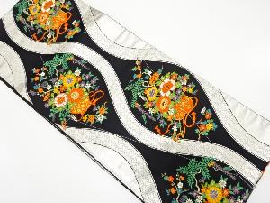 未使用品　立涌に花籠模様織り出し　袋帯